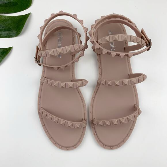 Olivia Miller Tulum Island Jelly Sandals Pink Strappy Flats Women's 8 - Picture 1 of 8